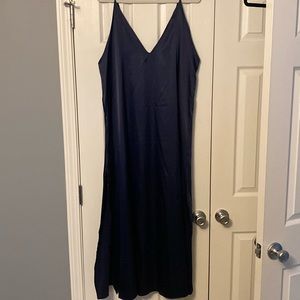 Vici x Hayley Navy Silk V Neck Dress